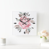Acrylwand Klok Romantisch mozaïekgetextureerd roze (Huis)