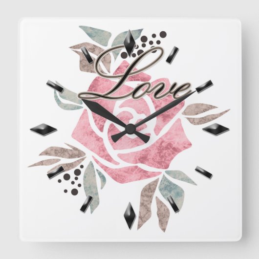 Acrylwand Klok Romantisch mozaïekgetextureerd roze (Voorkant)