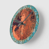 Acrylwandklok Art Nouveau Alphonse Mucha 9 Ronde Klok (Hoek)