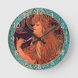 Acrylwandklok Art Nouveau Alphonse Mucha 9 Ronde Klok