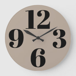 Acrylwandklok - Beige achtergrond groot getal Grote Klok