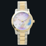 acrylwandklok horloge<br><div class="desc">Pas deze glamoureuze stijl abstracte lila waterverf eenvoudig aan met uw eigen details.</div>