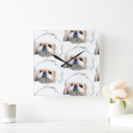 Acrylwandklok, Marcus de pekingese Vierkante Klok