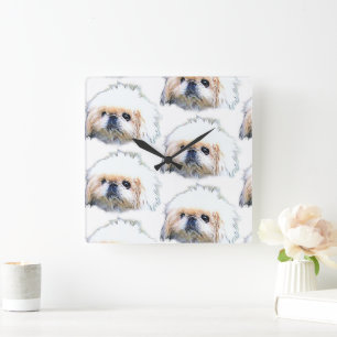 Acrylwandklok, Marcus de pekingese Vierkante Klok