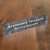 Acrylzwarte Floral Macro Abstracte Naam Titel Naambordje (Zijkant)