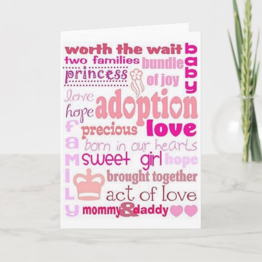 ACT OF LOVE=ADOPTIE VAN EEN BABY=GEFELICITEERD KAART (Voorkant)