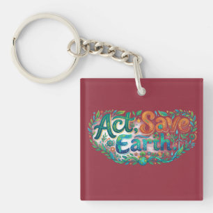 Act, Save Earth – T-shirtontwerp voor milieubewust Sleutelhanger