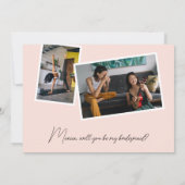 Act Verrast Be My Bridesmaid Foto Blush Roze Kaart (Achterkant)