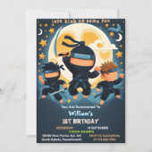 Act War Fight Boy Moon Ninja Warrior 1e Verjaardag Kaart (Voorkant)