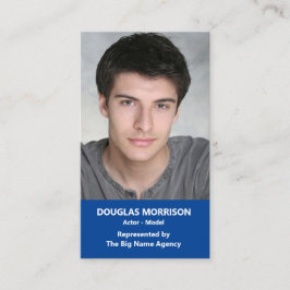 Acteur Actrice Model Verticaal Foto Blauw Visitekaartje