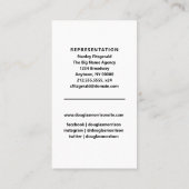 Acteur Actrice Model Verticaal Foto Visitekaartje (Achterkant)