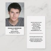 Acteur Actrice Model Verticaal Foto Visitekaartje (Voorkant / Achterkant)