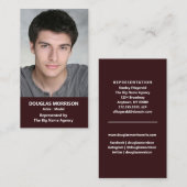 Acteur Actrice Model Verticale foto Maroon Visitekaartje (Voorkant / Achterkant)