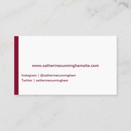 Acteur Headshot Bourgondië rode streep Visitekaartje (Achterkant)