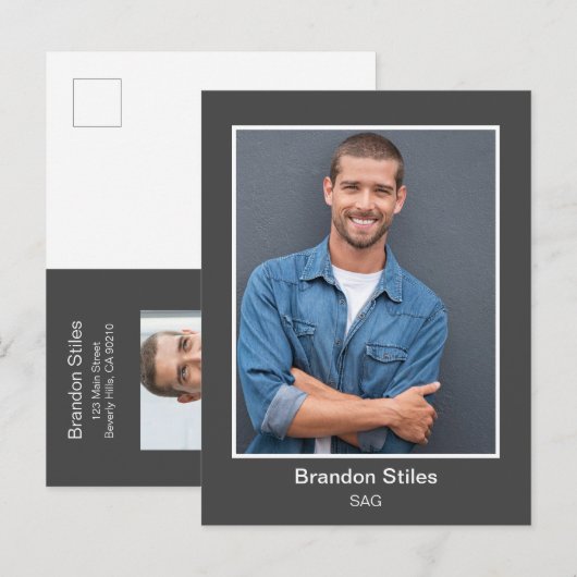Acteur Headshot Foto Postkaart (Voorkant / Achterkant)