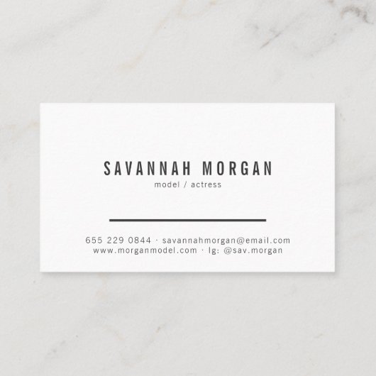 Acteur model danser foto trendy hedendaagse zwart visitekaartje (Achterkant)