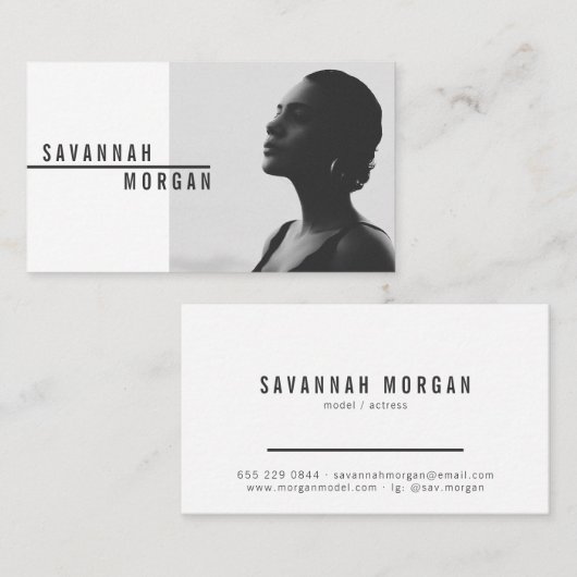 Acteur model danser foto trendy hedendaagse zwart visitekaartje (Voorkant / Achterkant)