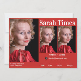 Acteur & Model Headshot Comp Sjabloon Kaart