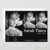 Acteur & Model Headshot Comp Sjabloon Kaart (Voorkant / Achterkant)