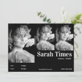 Acteur & Model Headshot Comp Sjabloon Kaart (Staand voorkant)