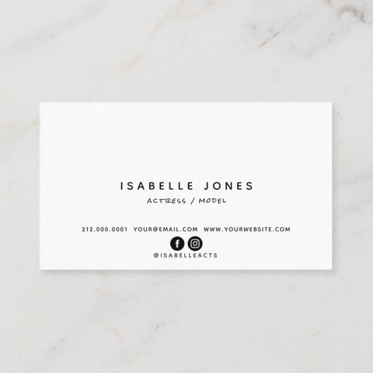 Acteur Model Singer Dancer Foto Visitekaartje (Achterkant)