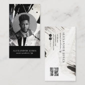 Acteur Model Zanger DJ Foto QR-code Monochroom Visitekaartje (Voorkant / Achterkant)