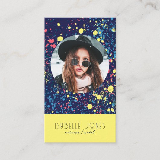 Acteur Model Zanger DJ Foto QR code Social Media Visitekaartje (Voorkant)