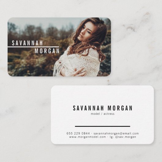 Acteur modellen danser foto moderne witte typograf visitekaartje (Voorkant / Achterkant)