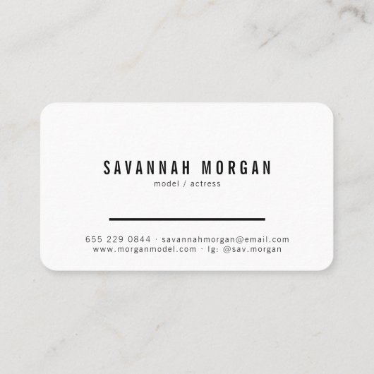 Acteur modellen danser foto moderne witte typograf visitekaartje (Achterkant)