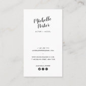 Acteur modellen headshot zwart-wit foto modern visitekaartje (Achterkant)