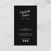 Acteur modellen headshot zwart-wit foto modern visitekaartje (Achterkant)