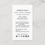 Acteur muzikant entertainment professionele foto visitekaartje (Achterkant)