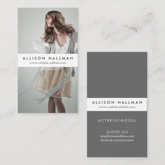 Acteurs en modellen Headshot No. 2 Visitekaartje (Voorkant / Achterkant)