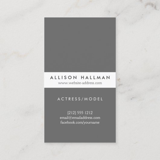 Acteurs en modellen Headshot No. 2 Visitekaartje (Achterkant)