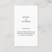 Acteurs modellen headshot foto eenvoudige fotograf visitekaartje (Achterkant)