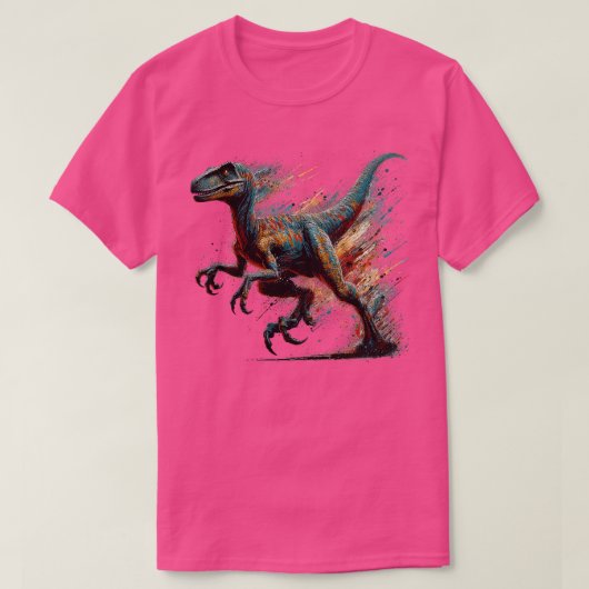 Actie Art Velociraptor TShirt (Design voorkant)