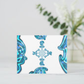 Actie Cyaan Blauwgroen Abstracte Graffiti Art Prin Briefkaart (Staand voorkant)