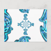 Actie Cyaan Blauwgroen Abstracte Graffiti Art Prin Briefkaart (Voorkant)