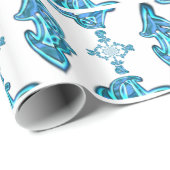 Actie Cyaan Blauwgroen Abstracte Graffiti Art Prin Cadeaupapier (Rol Hoek)