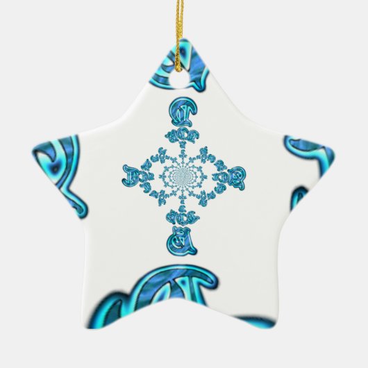 Actie Cyaan Blauwgroen Abstracte Graffiti Art Prin Keramisch Ornament (Voorkant)