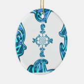 Actie Cyaan Blauwgroen Abstracte Graffiti Art Prin Keramisch Ornament (Rechts)