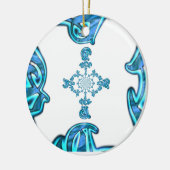 Actie Cyaan Blauwgroen Abstracte Graffiti Art Prin Keramisch Ornament (Links)