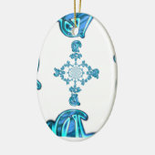 Actie Cyaan Blauwgroen Abstracte Graffiti Art Prin Keramisch Ornament (Links)