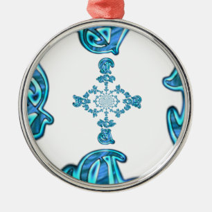 Actie Cyaan Blauwgroen Abstracte Graffiti Art Prin Metalen Ornament