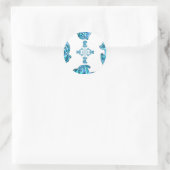 Actie Cyaan Blauwgroen Abstracte Graffiti Art Prin Ronde Sticker (Tas)