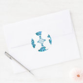 Actie Cyaan Blauwgroen Abstracte Graffiti Art Prin Ronde Sticker (Envelop)