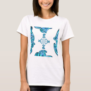 Actie Cyaan Blauwgroen Abstracte Graffiti Art Prin T-shirt