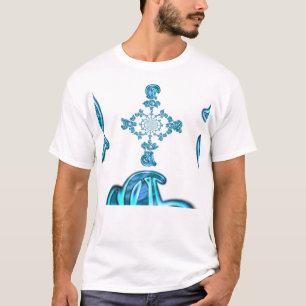 Actie Cyaan Blauwgroen Abstracte Graffiti Art Prin T-shirt