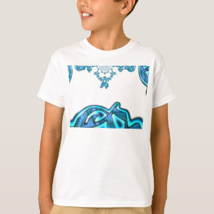Actie Cyaan Blauwgroen Abstracte Graffiti Art Prin T-shirt