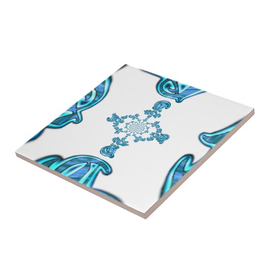 Actie Cyaan Blauwgroen Abstracte Graffiti Art Prin Tegeltje (Zijkant)